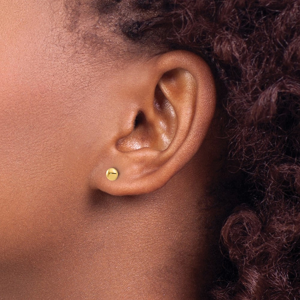 14K Yellow Gold Polished 4.5mm Button Post Earrings
