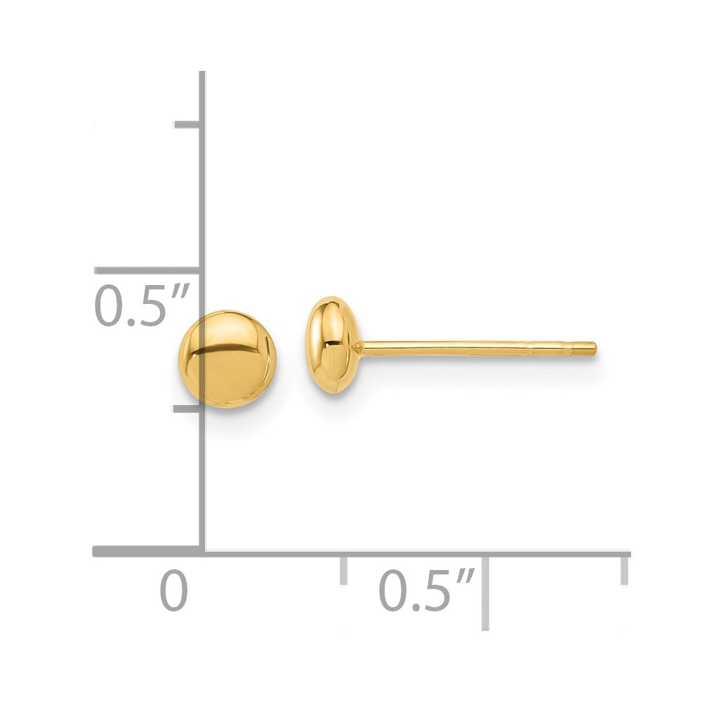 14K Yellow Gold Polished 4.5mm Button Post Earrings