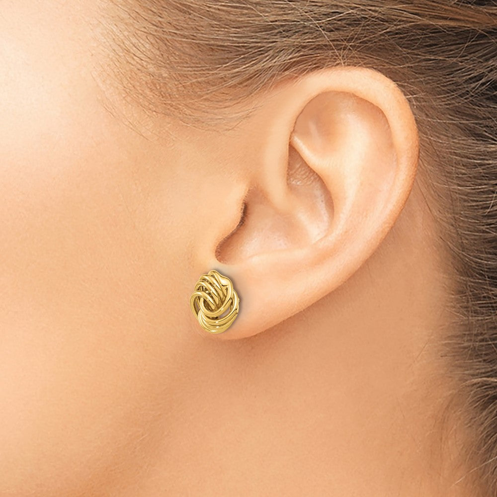 14K Yellow Gold Polished Love Knot Post Earrings