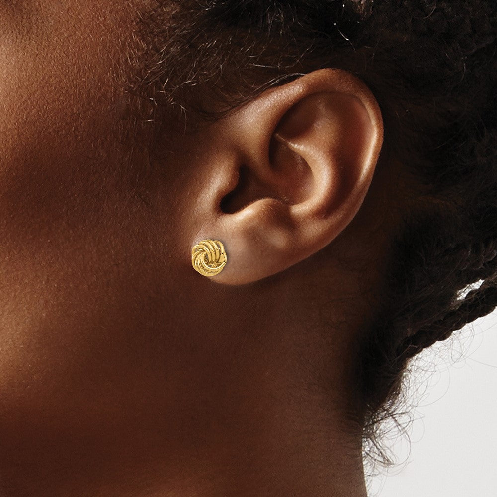14K Yellow Gold Polished Love Knot Post Earrings