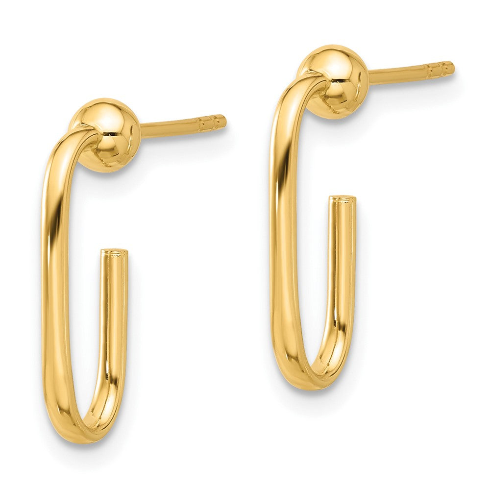 14K Yellow Gold Polished J-Hoop Post Earrings