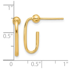 14K Yellow Gold Polished J-Hoop Post Earrings