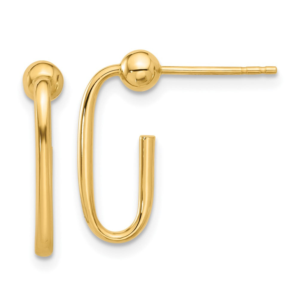 14K Yellow Gold Polished J-Hoop Post Earrings
