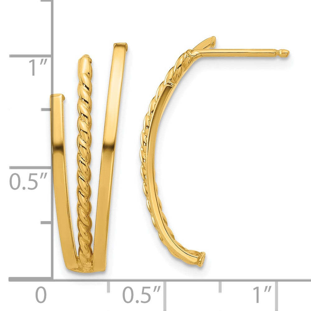 14K Yellow Gold Polished and Twist Post Earrings