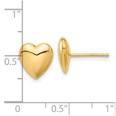 14K Yellow Gold Polished Puffed Heart Post Earrings