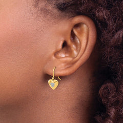 14K Two-Tone Gold Diamond-cut Heart Dangle Earrings