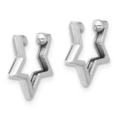 14K White Gold Polished Star Pair of Cuff Earrings