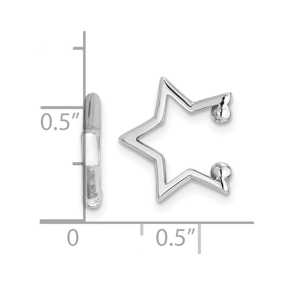 14K White Gold Polished Star Pair of Cuff Earrings