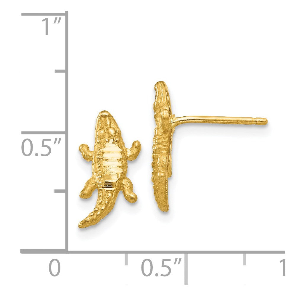 14K Yellow Gold Diamond-cut Alligator Earrings