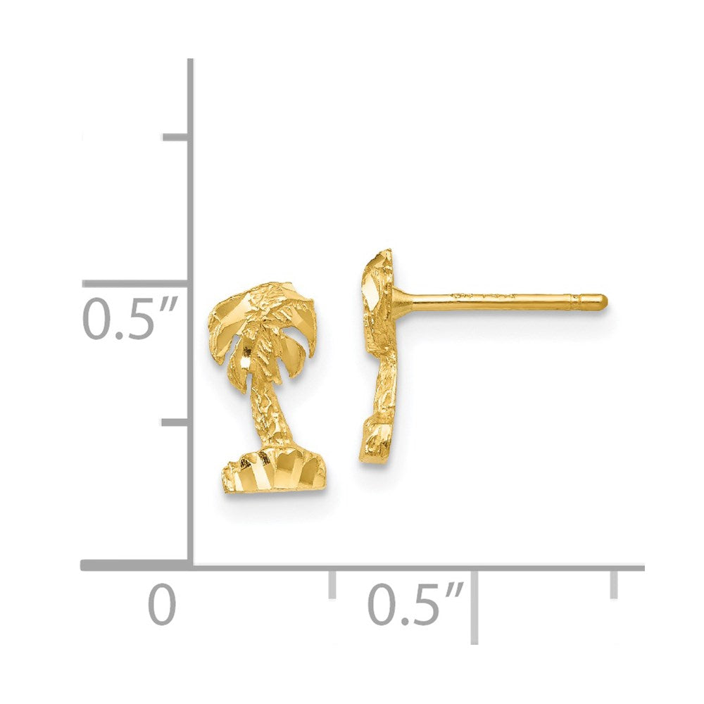 14K Yellow Gold Diamond-cut Palm Tree Earrings