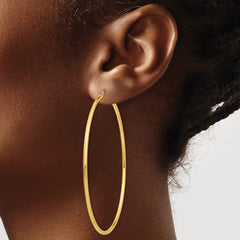 14K Yellow Gold Polished 2x70mm Tube Hoop Earrings