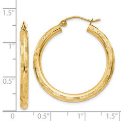 14K Yellow Gold Diamond-cut Hoop Earrings