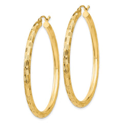 14K Yellow Gold Diamond-cut Hoop Earrings