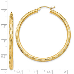 14K Yellow Gold Diamond-cut Hoop Earrings