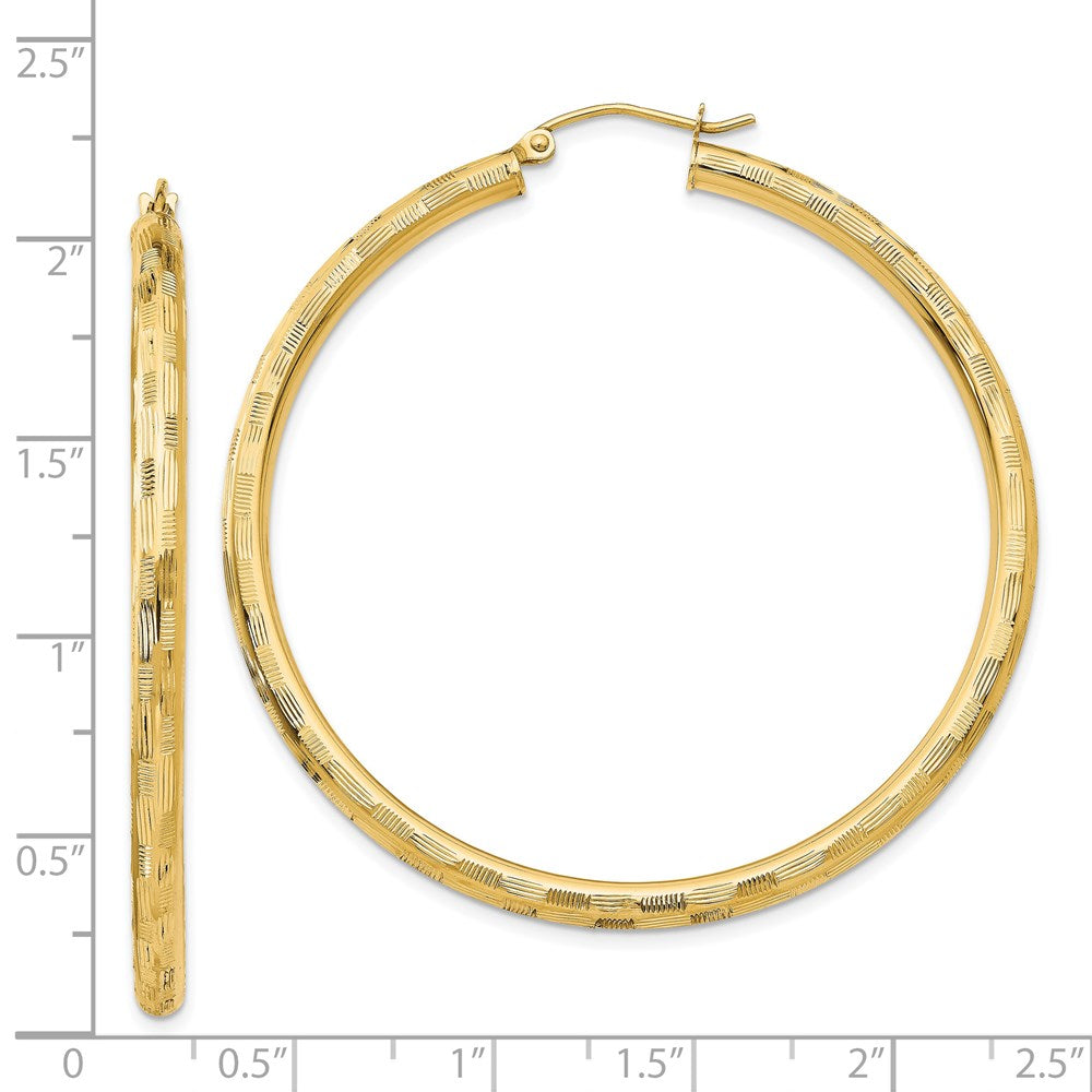 14K Yellow Gold Diamond-cut Hoop Earrings