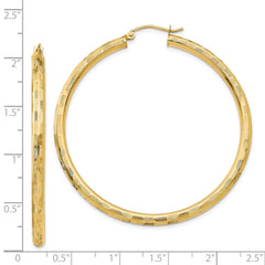 14K Yellow Gold Diamond-cut Hoop Earrings