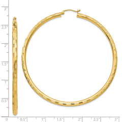14K Yellow Gold Diamond-cut Hoop Earrings