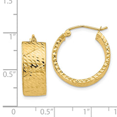 14K Yellow Gold Diamond-cut Hoop Earrings