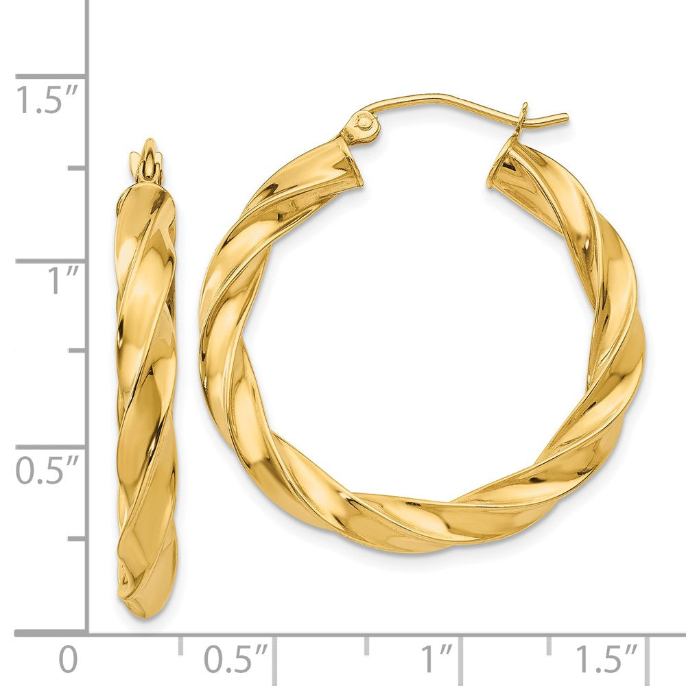 14K Yellow Gold Light Twisted Hoop Earrings
