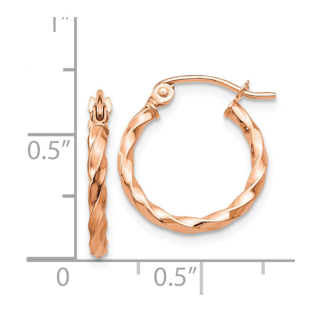 14K Rose Gold Twisted Hoop Earrings