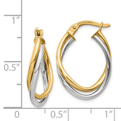 14K Two-Tone Gold Polished Oval Hoop Earrings