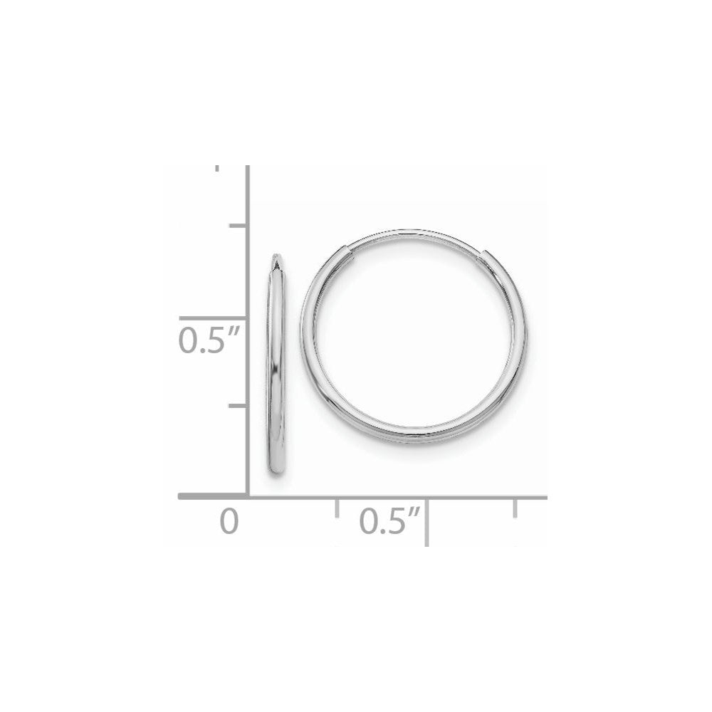 14K White Gold Polished Endless Tube Hoop Earrings