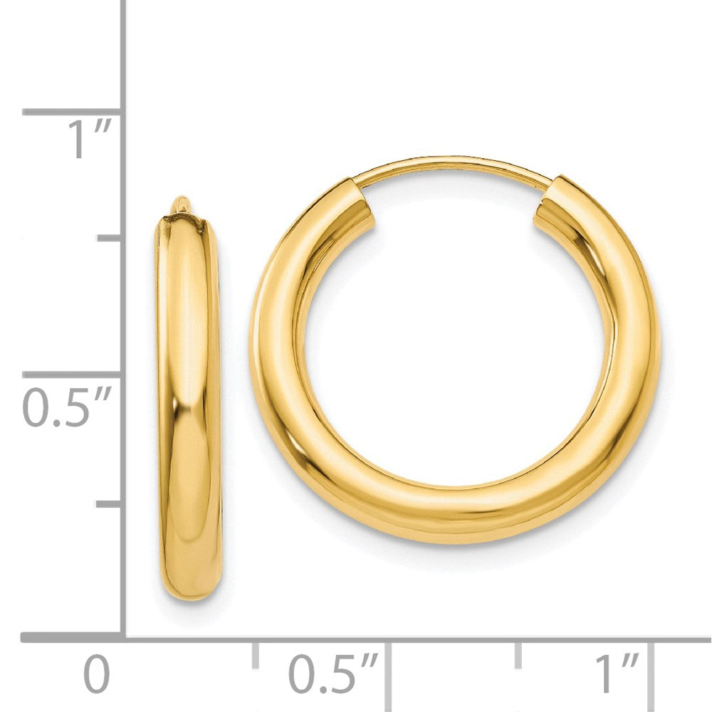 14K Yellow Gold Polished Endless Tube Hoop Earrings