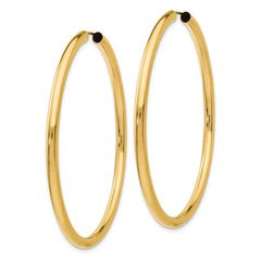 14K Yellow Gold Polished Endless Tube Hoop Earrings