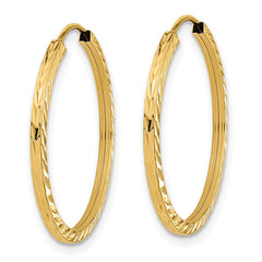 14K Yellow Gold Diamond-cut Square Tube Endless Hoop Earrings