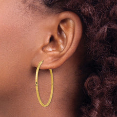 14K Yellow Gold Diamond-cut Square Tube Endless Hoop Earrings