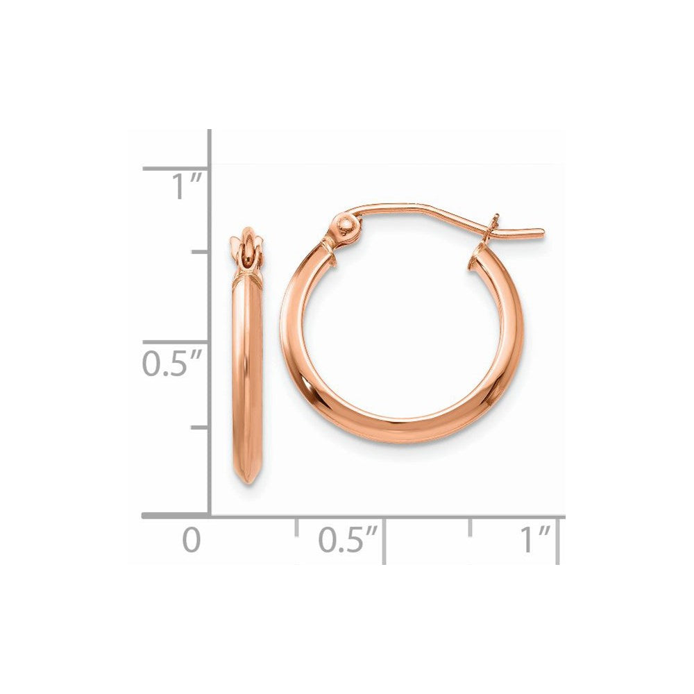 14K Rose Gold 2.5mm Knife Edge Hoop Earrings