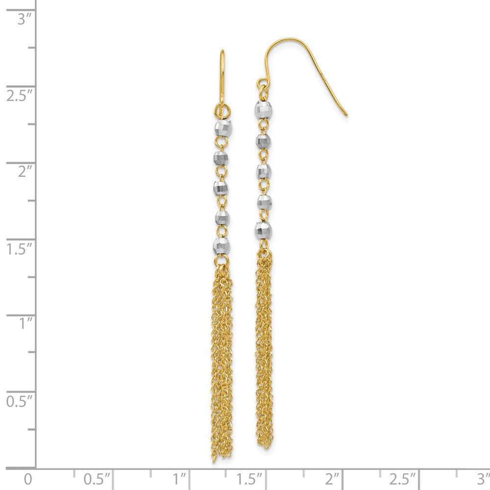 14K Two-Tone Gold Bead Tassel Earrings