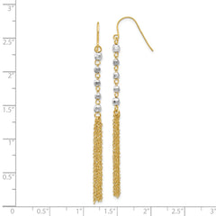 14K Two-Tone Gold Bead Tassel Earrings