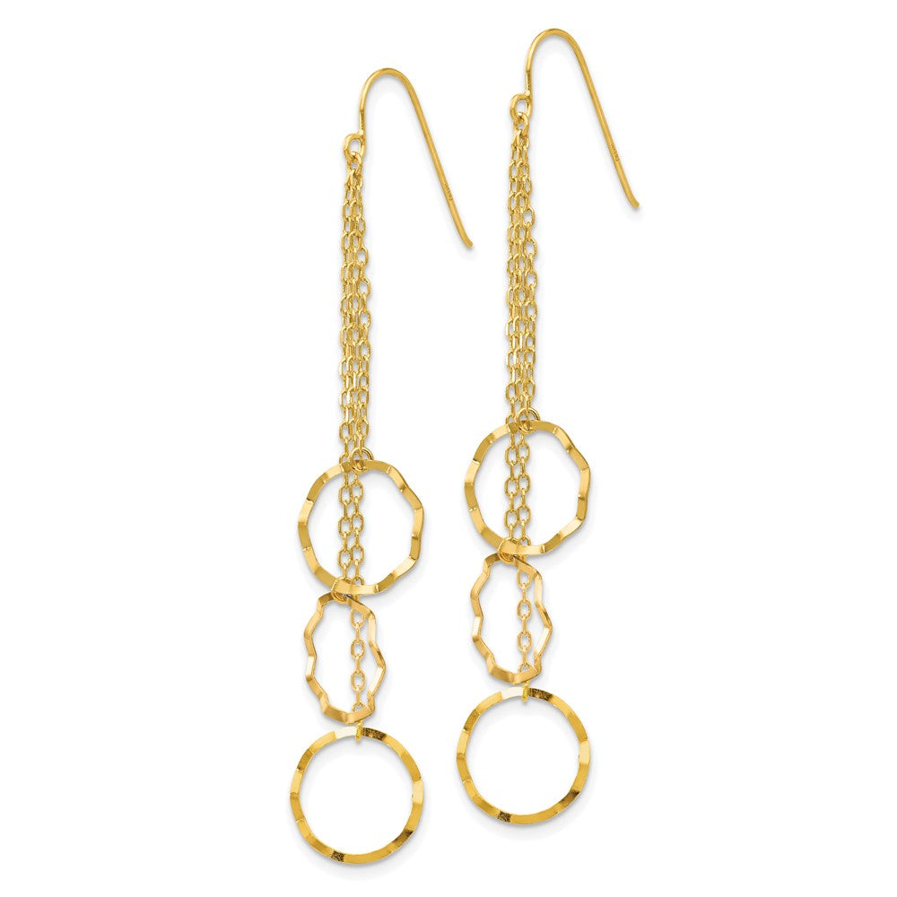 14K Yellow Gold Faceted Circle Earrings