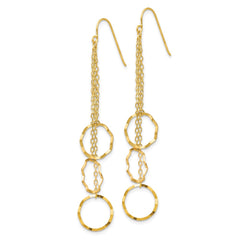14K Yellow Gold Faceted Circle Earrings
