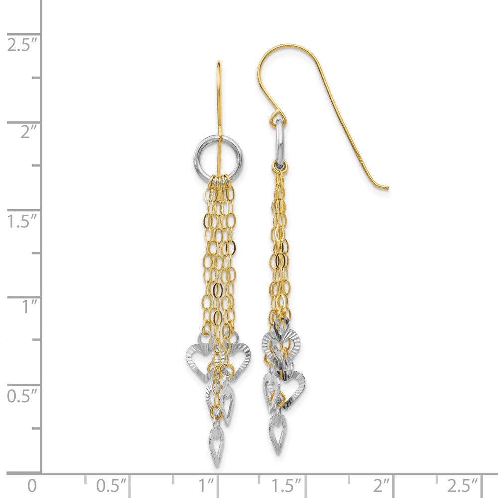14K Two-Tone Gold Circle 5 Heart Earrings