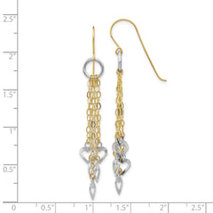 14K Two-Tone Gold Circle 5 Heart Earrings