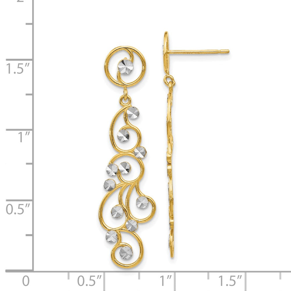 14K Two-Tone Gold Filigree Dangle Earrings