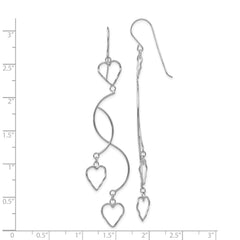 14K White Gold Diamond-cut Curved Bars & Heart Earrings