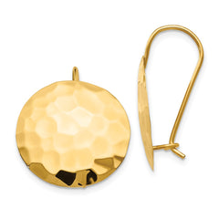 14K Yellow Gold Hammered Circle Earrings