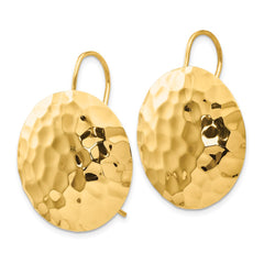 14K Yellow Gold Hammered Circle Earrings
