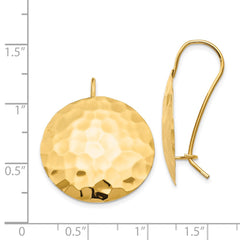 14K Yellow Gold Hammered Circle Earrings