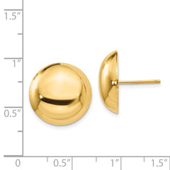 14K Yellow Gold 15.50mm Button Post Earrings