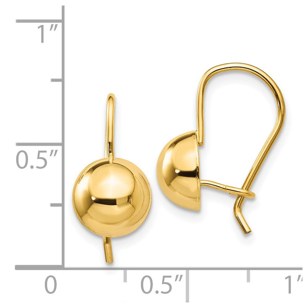 14K Yellow Gold 8.00mm Hollow Half Ball Earrings