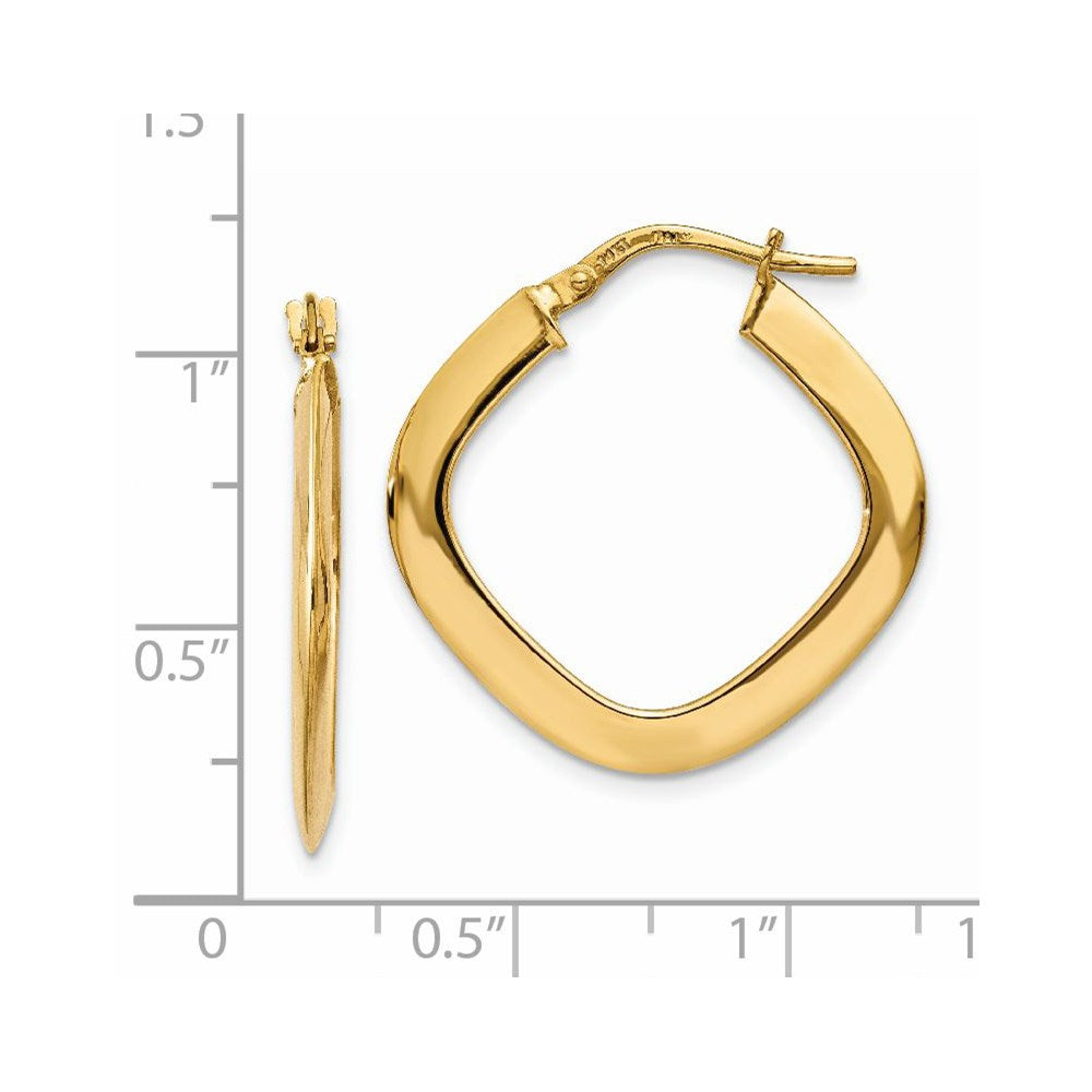 14K Yellow Gold Tapered Square Hoop Earrings