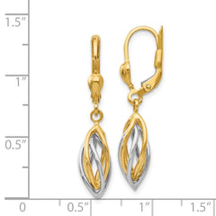 14K Two-Tone Gold Polished Dangle Leverback Earrings