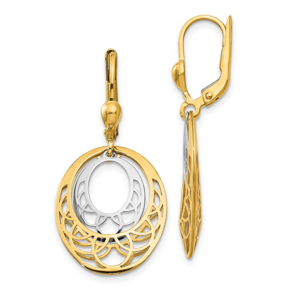 14K Two-Tone Gold Polished Leverback Earrings