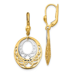 14K Two-Tone Gold Polished Leverback Earrings