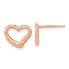14K Rose Gold Polished Heart Post Earrings