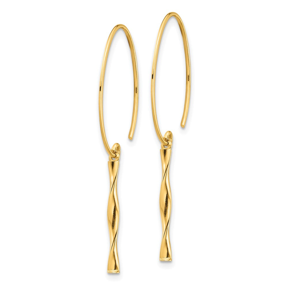 14K Yellow Gold Twist Bar Dangle Earrings